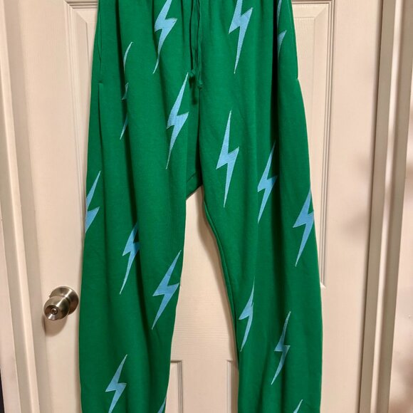 Aviator Nation Bolt stitch repeat sweatpants kelly green/blue Men's (unisex) NWT - Picture 5 of 5